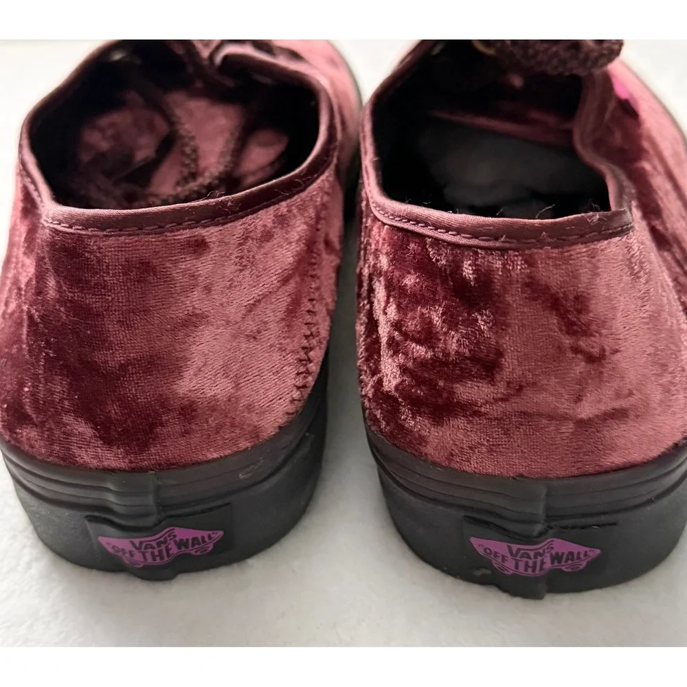 Vans Authentic Crushed Velvet Burgundy Black Sneakers Low Top Unisex Sneakers